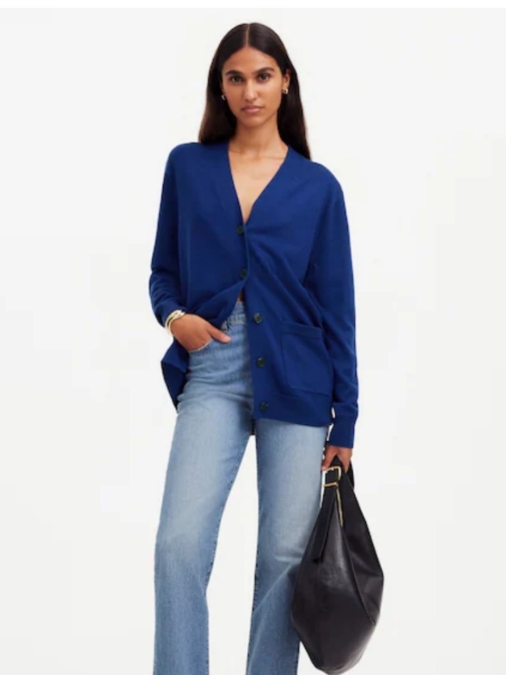 Madewell Merino Wool Boyfriend Cardigan Blue XS